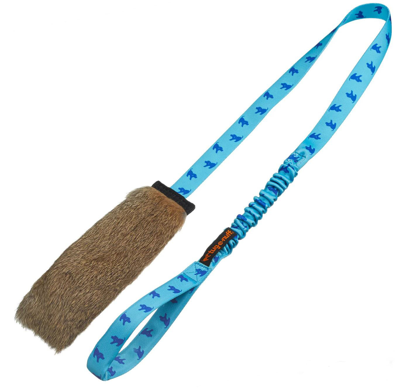 Rabbit Skin Squeaky Bungee Chaser Blue