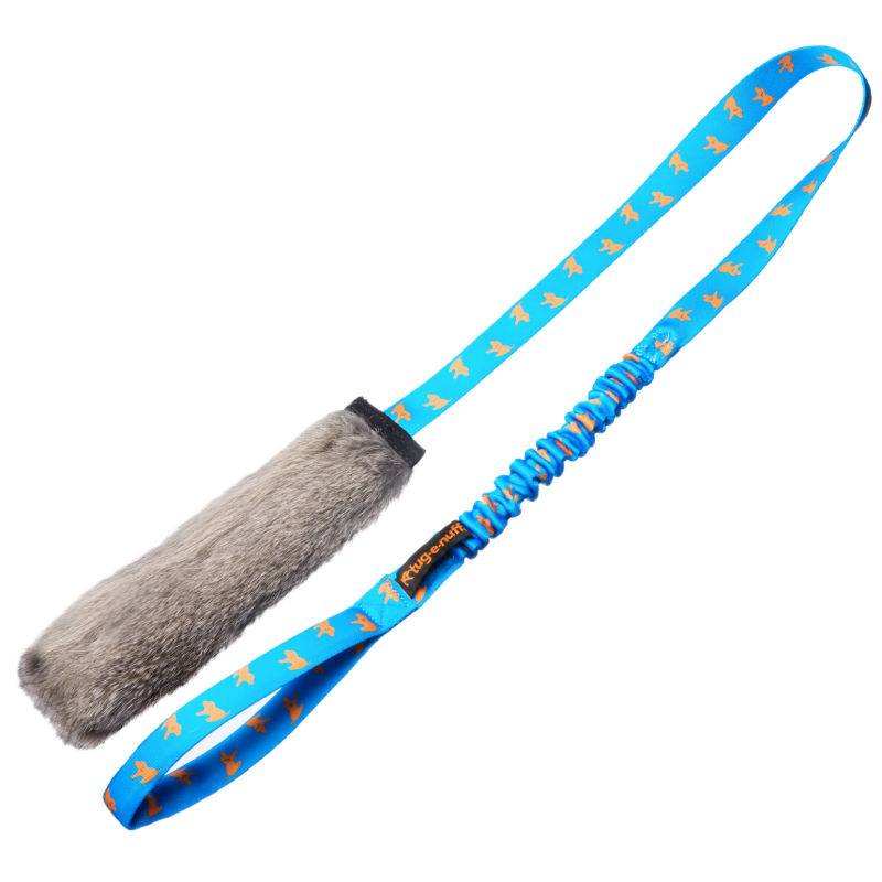 Rabbit Skin Squeaky Bungee Chaser by Tug-E-Nuff in Royal Blue