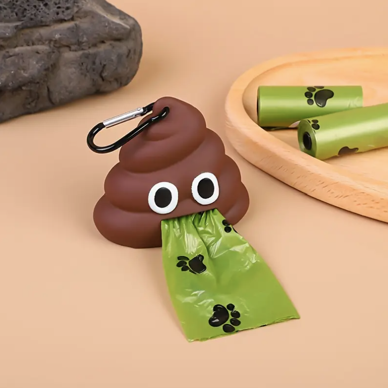 Poo Emoji bag holder and roll of bags